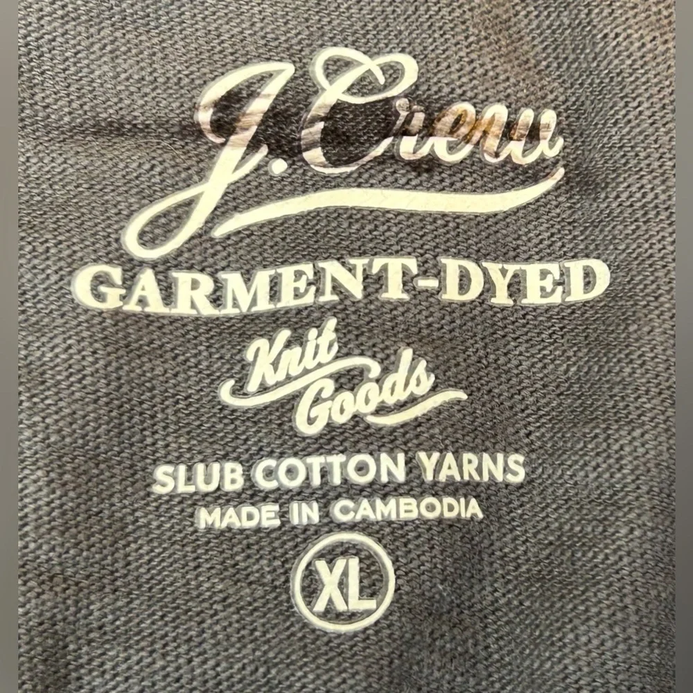 NEW J. Crew Garment-Dyed Slub Cotton Long-Sleeve Dark Gray T-Shirt w/ Pocket, XL